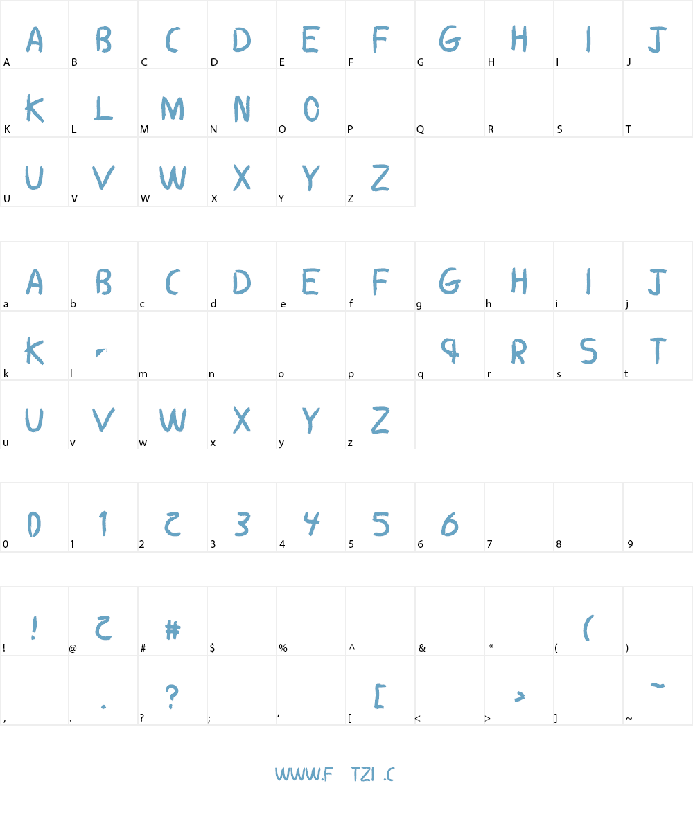 A ocean between US Font Character